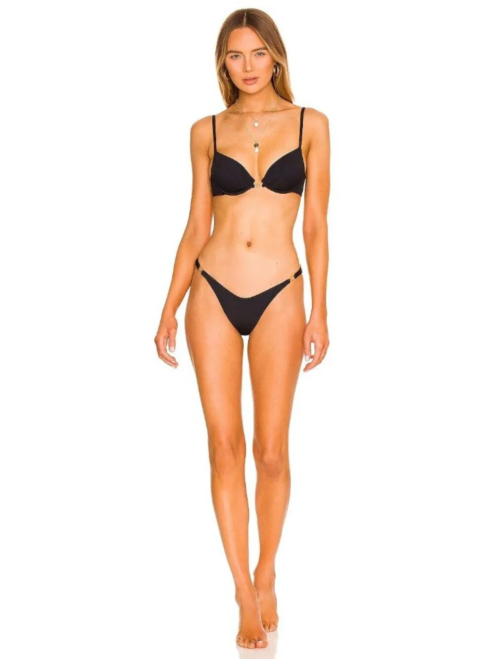 L*Space Stardust Bikini Top in Black XLarge New Womens Swimsuit